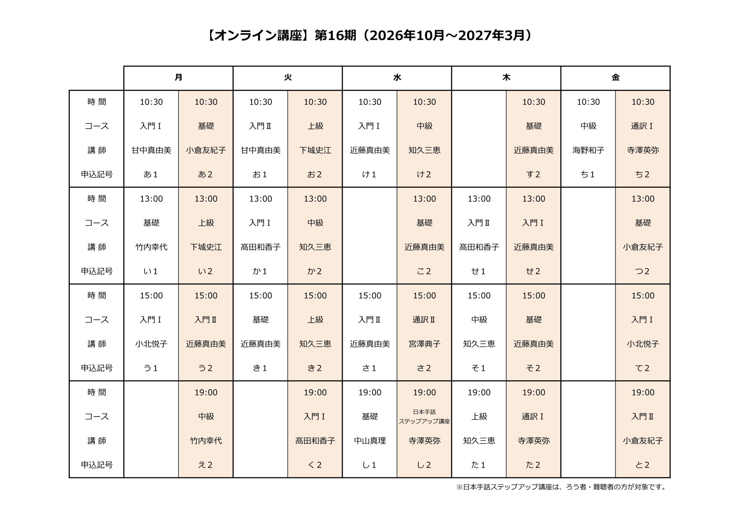 オンライン　新しい時間割